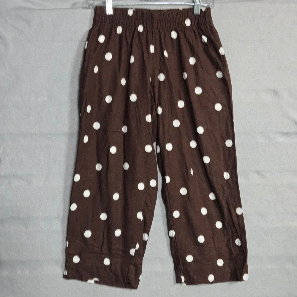 Brown Polka Dot High Rise Straight Comfort Waist Pants Old Navy Womens XS Petite